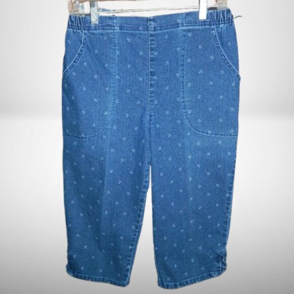 Croft & Barrow Pants - Croft & Barrow Womens Pull On Capris Skimmer Blue Denim Pants Size Medium